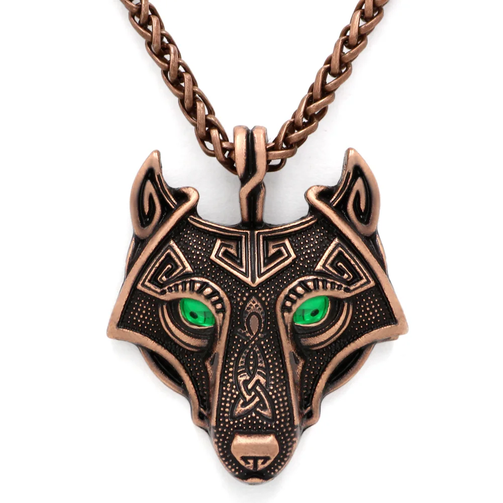 Викинги кулон цепочки и ожерелья Норс волк головное ожерелье животных Jewelry голова Волка Анж металлическая цепь