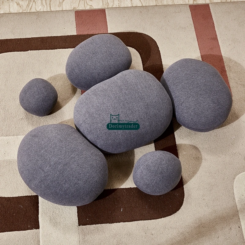 Dorimytrader 1 Set Cute Simulational Stone Shape Plush Cushion Big Stuffed Soft Dark Grey Cobblestone Pillow Kids Play Doll DY60966 (15)