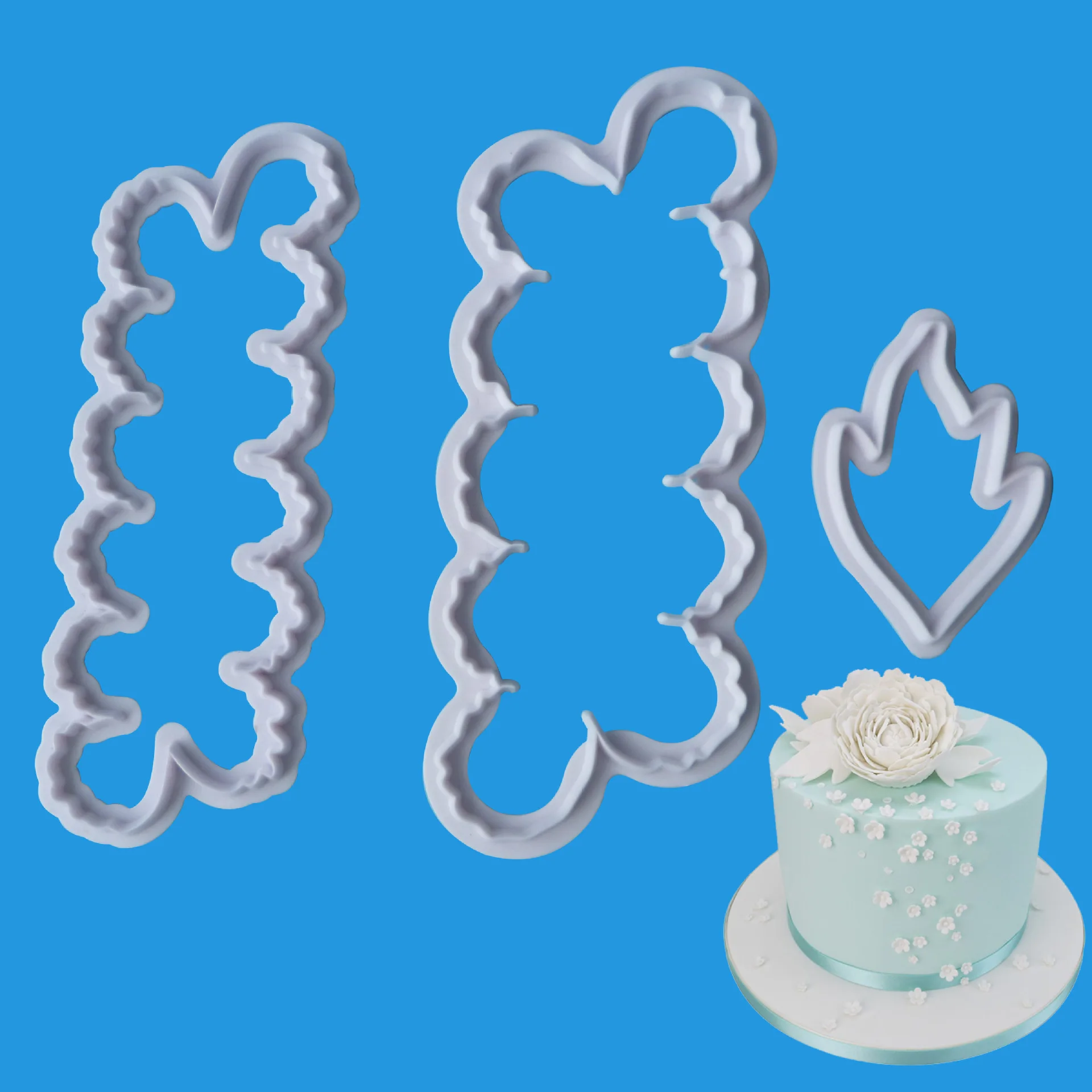 

3Pcs/Set Fondant Cutter for Cake Decorating Tool Plastic Peony Flower and Leaf Bakeware Kitchen Baking Moulds Cake Mold Baking