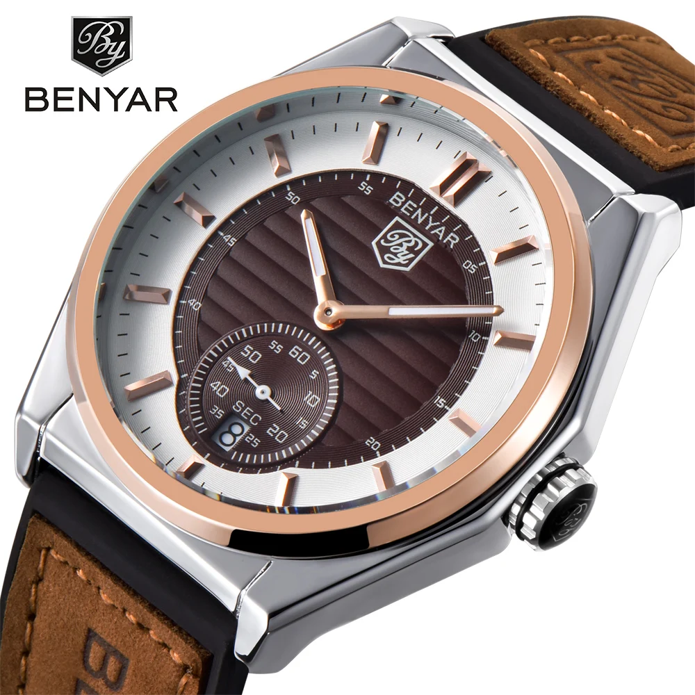 

Top Brand BENYAR Watch Men Fashion Sport Quartz Clock Mens Watches Luxury Leather Business Waterproof Watch Relogio Masculino