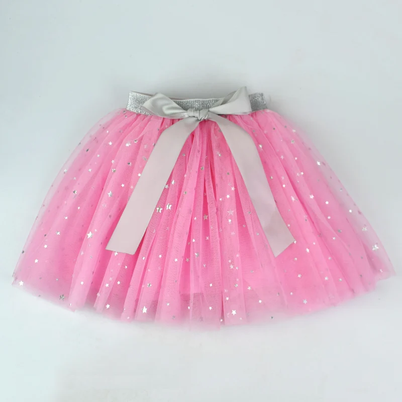 

Cute Baby Girls Tutu Skirts Star Printed Mesh ball gown Princess Girls bridesmaid party skirt Mid length Cotton lining