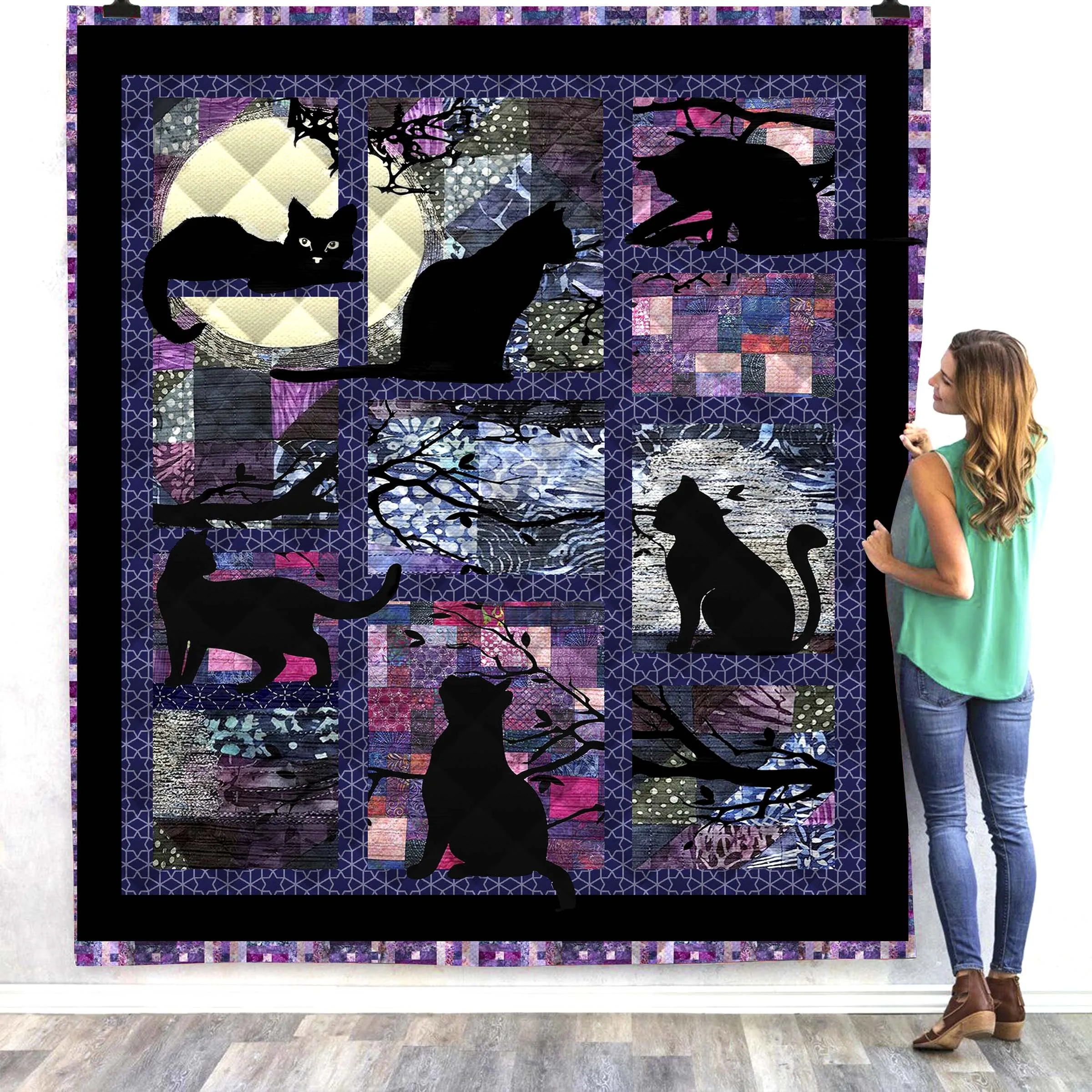 

SOFTBATFY Cat Niche Print Summer Quilt For Bed Soft Warm Blanket Cotton Quilt Dropshipping