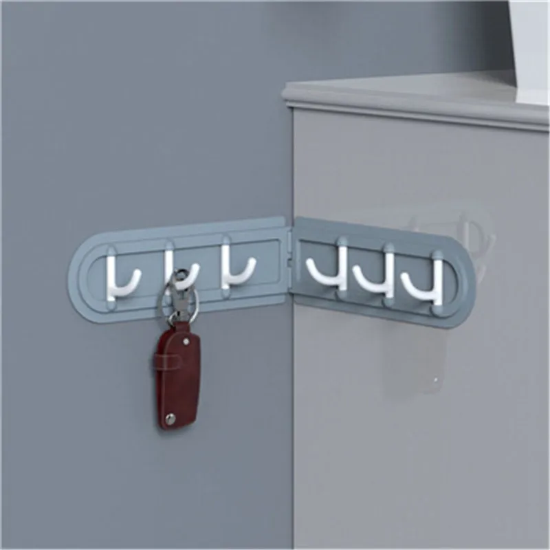 

Bathroom kitchen storage rack Creative Corner Hook Folding 6 Row Hooks Free Punching Hooks No Trace Back Door Hooks 2019