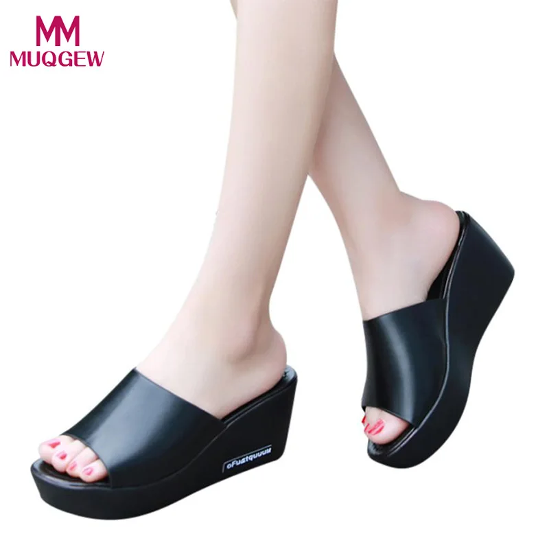 

2018 New Fashion Shoes Sandals Casual Women Fish mouth Platform High Heels Sandals Slope Sandals Slippers Slip-on Shoes