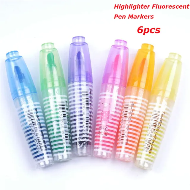 6pcs Set Novelty Mini Fluorescent Highlighter Cartoon Korean Animal 6pcs Set Novelty Mini Fluorescent Highlighter Cartoon Korean Animal Marker Pens School Office Supplies Stationery