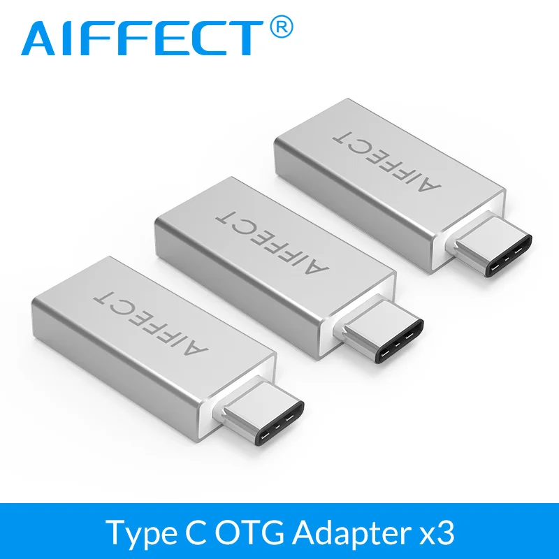 

3 Pieces AIFFECT Type C Male to USB 3.0 Type A Female Adapter OTG Converter for Apple MacBook 12", Chromebook Pixel, and More