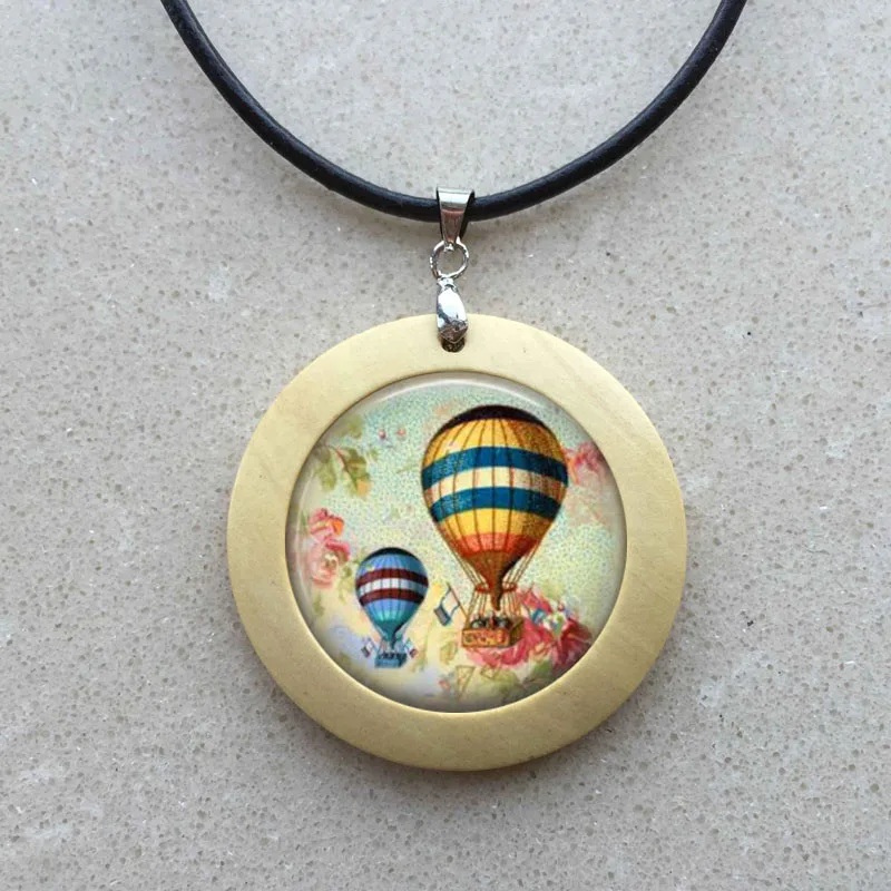 Wholesale girls glass cabochon necklace Hot Air Balloon necklace hot