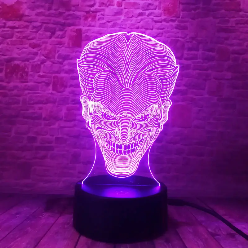 Фигурка Джокера 3D иллюзия светодиодный лампа красочный мигающий ночник