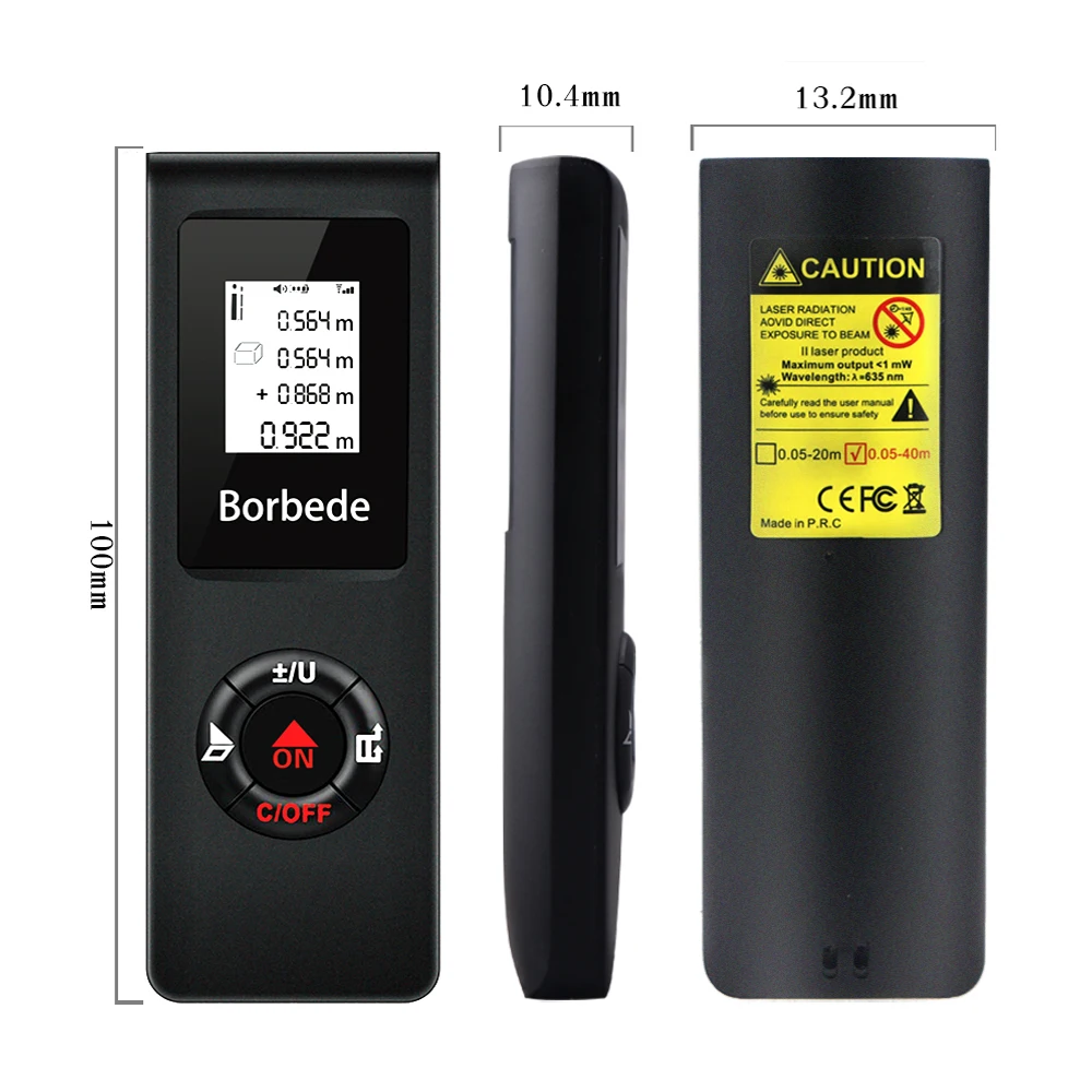 Borbede мини лазерный дальномер 40 м USB Перезаряжаемый лазерная рулетка