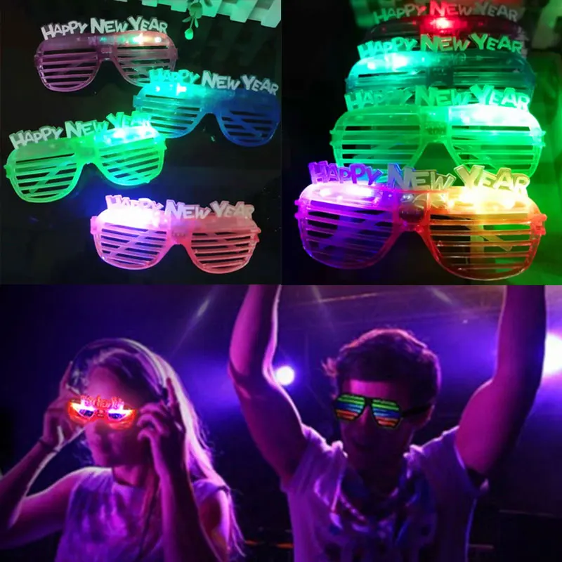 

LED Glowing Glasses New Year Glasses Shutters Glowing Glasses Collection Flashing Glasses Small New Year'S Eve Plastic party