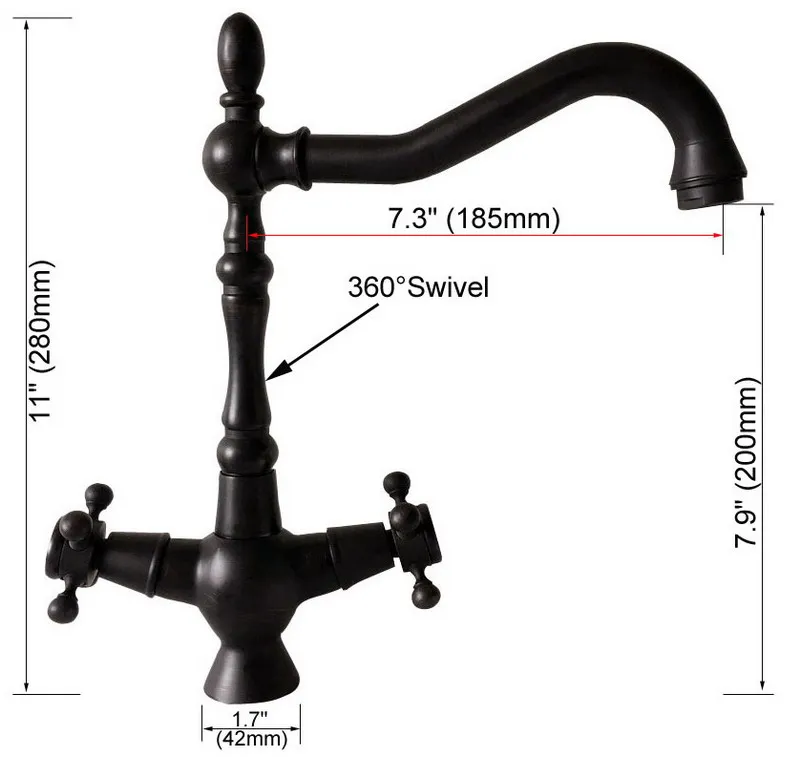Swivel Spout Water Tap Oil Rubbed Black Bronze Dual Handle Single Hole Kitchen Sink & Bathroom Faucet Basin Mixer Tap anf380