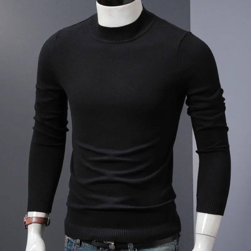 Мужской пуловер, свитер, полуводолазка, свитера - Цвет: black