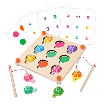 

2 In 1 Memory Game Fishing Game Early Educational Toy Wooden Montessori ToysFor Preschool Children Family Party Interactive Toy