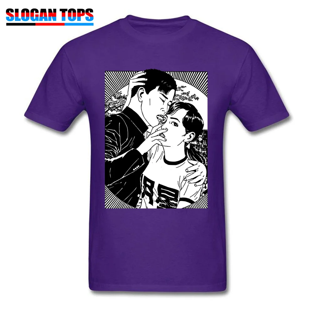 Design Maruo-Suehiro Funny Short Sleeve Lovers Day Tops T Shirt Rife O-Neck 100% Cotton Fabric Tee Shirt Men T Shirt Maruo-Suehiro purple