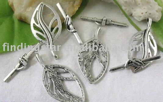 

FREE SHIPPING 50sets Tibetan silver hollow leaf Toggle Clasps A5199