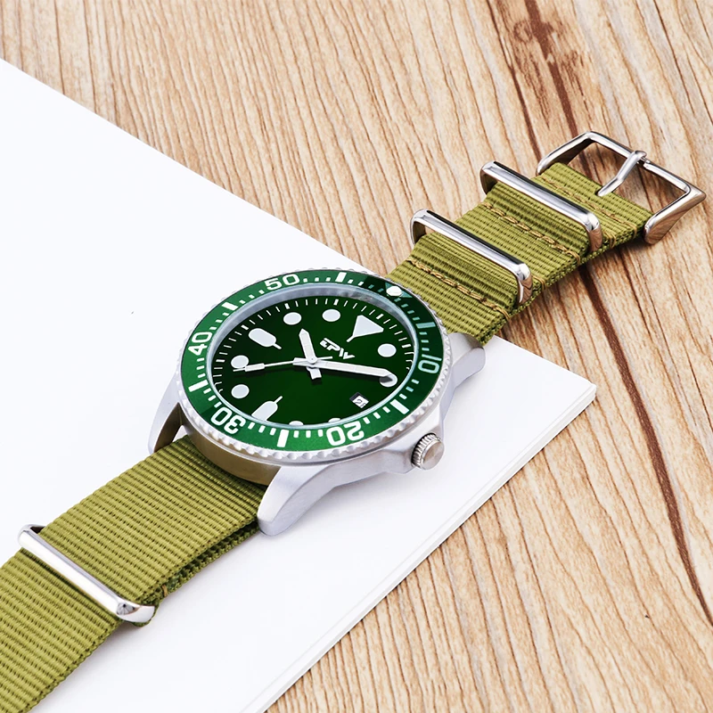  Military Men Watch Nylon Band Army Green Strap Rototary Bezel Steel Case Watches for Men Creative D
