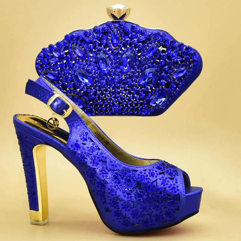 New Arrival Pink Color Italian Shoes with Matching Bags Decorated With Crystal Womens Dress Shoe Open Toe Women Shoe and Bag Set