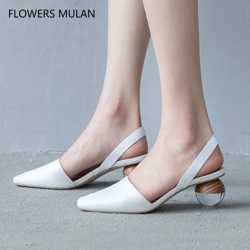 

Clear Crystal Ball Women Sandals Pumps Casual Mid Heel Summer Shoes Woman Slippers Square Toe Slip On Mules Dress Wedding Shoes