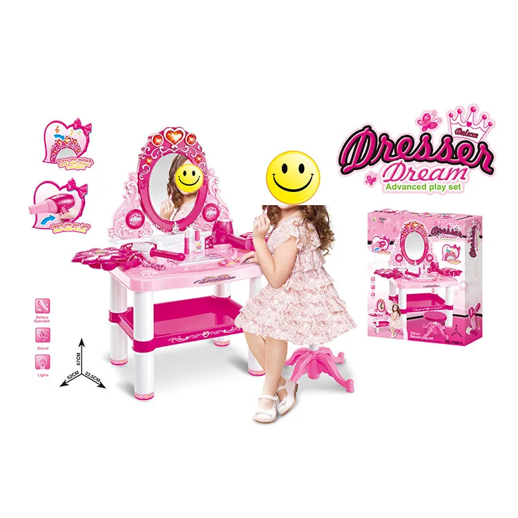 

Pretend play Light music make-up toy Annaelsa Princess Girl toys juguete Party Simulation Dressing Table Children Christmas gift