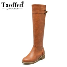 Taoffen размер 34-42, Для женщин Сапоги выше колена сапоги на высоком каблуке, теплые ботинки на меху для холодной погоды зимняя обувь длинные ботинки на молнии; женская обувь