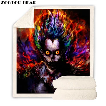 

Fire Ryuuku Throw Blanket DEATH NOTE Bedspreads Sherpa Fleece Beds Blanket Comic Travel Blanket 150x200cm Bedding