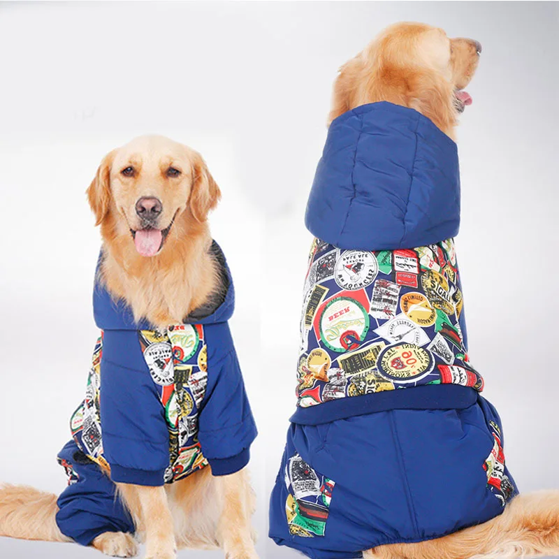 Big large dog Labrador jumpsuit jacket clothes winter warm dog cotton