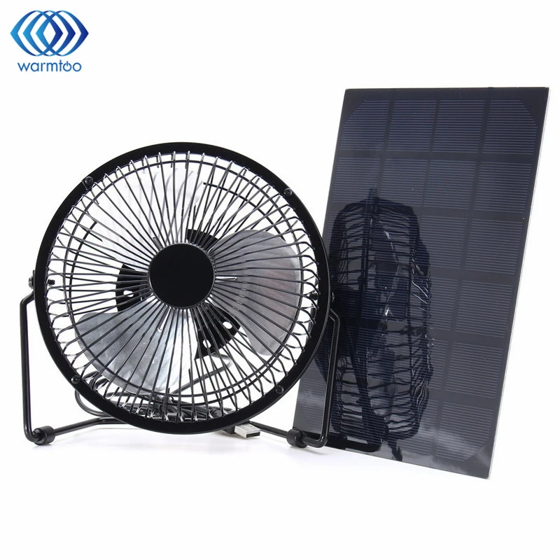黒ソーラーパネル搭載 Usb 5ワット鉄ファン8インチ冷却換気車冷却ファン屋外走行用釣りホームオフィス Iron Fan Fan Fancooling Fan For Home Aliexpress