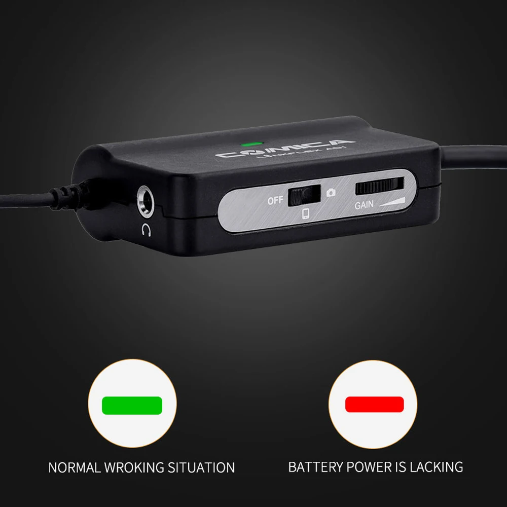 

CoMica CVM-AD1 Preamp Audio Adapter with XLR-3.5mm Interface Stepless Gain Control Real-time Monitoring for Smartphone Camera