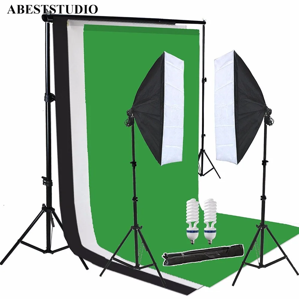 ABESTSTUDIO Набор для фотостудии,, набор для фотостудии+ 1,6x3 м, черный, белый, зеленый фон, набор с подставкой