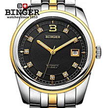 Япония MIYOTA автоматические часы Бингер с автоматическим заводом мужские Топ люксовый бренд часы водонепроницаемые стальные деловые механические часы