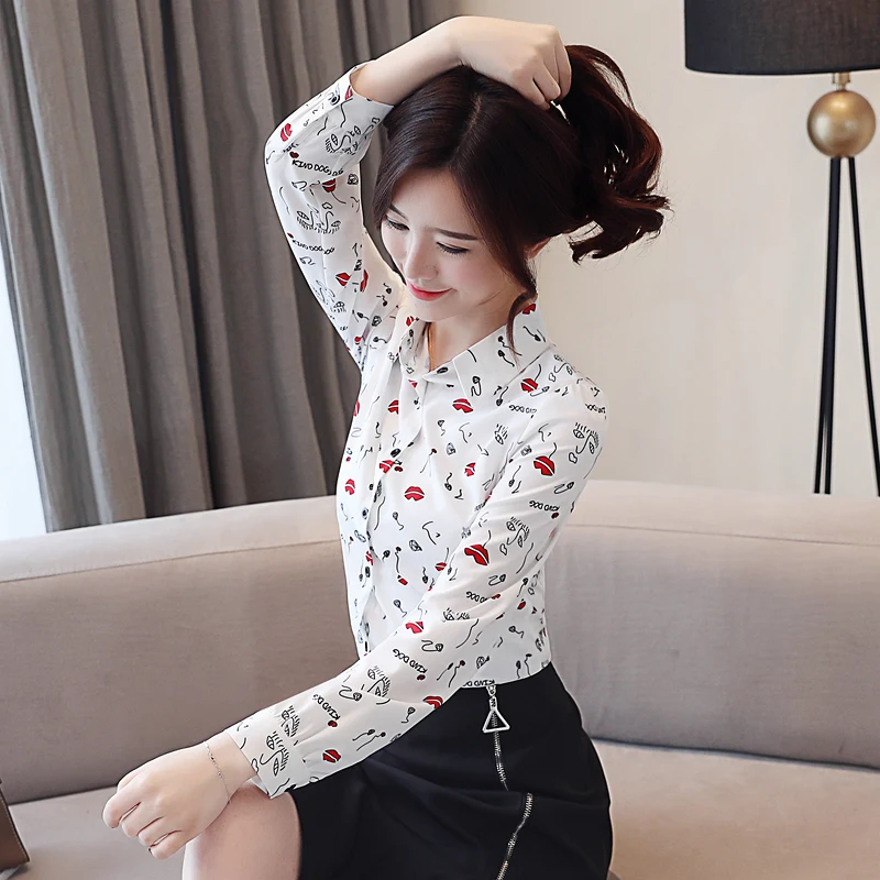Blusas Mujer De Moda 2021 шифоновая рубашка с длинными рукавами на весну принтом тонкая