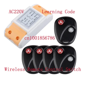 

220V 10A 1CH Wireless remote control Radio Controllers/Switch1 Receiver&5 Transmitter Learning code Smart home Toggle /momentary