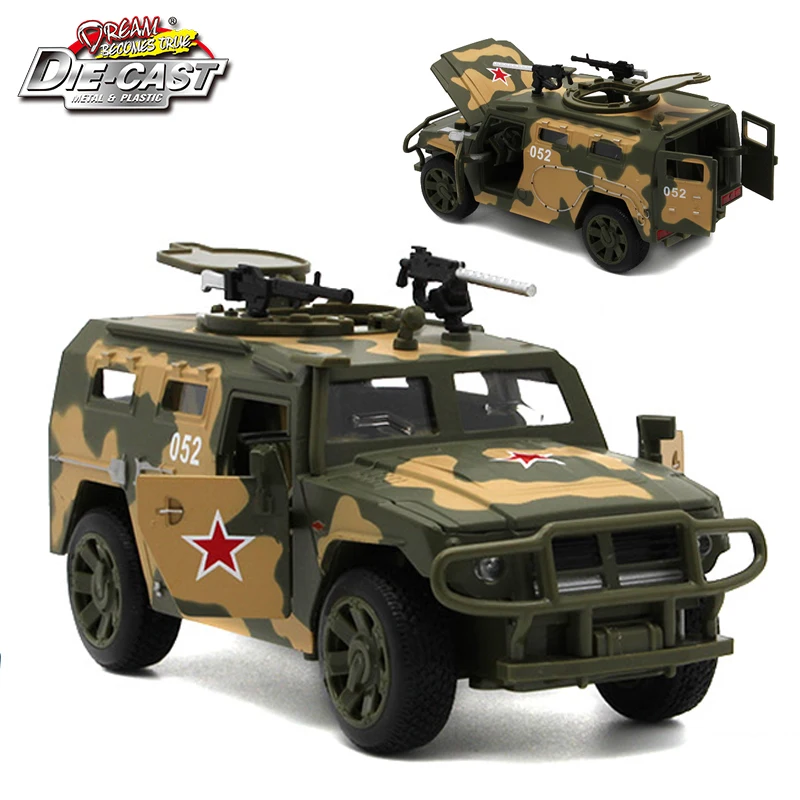 15CM 1/32 échelle moulé sous pression russe GAZ JMP-2 tigre militaire modèle armée voiture pour garçons comme jouets avec fonctions