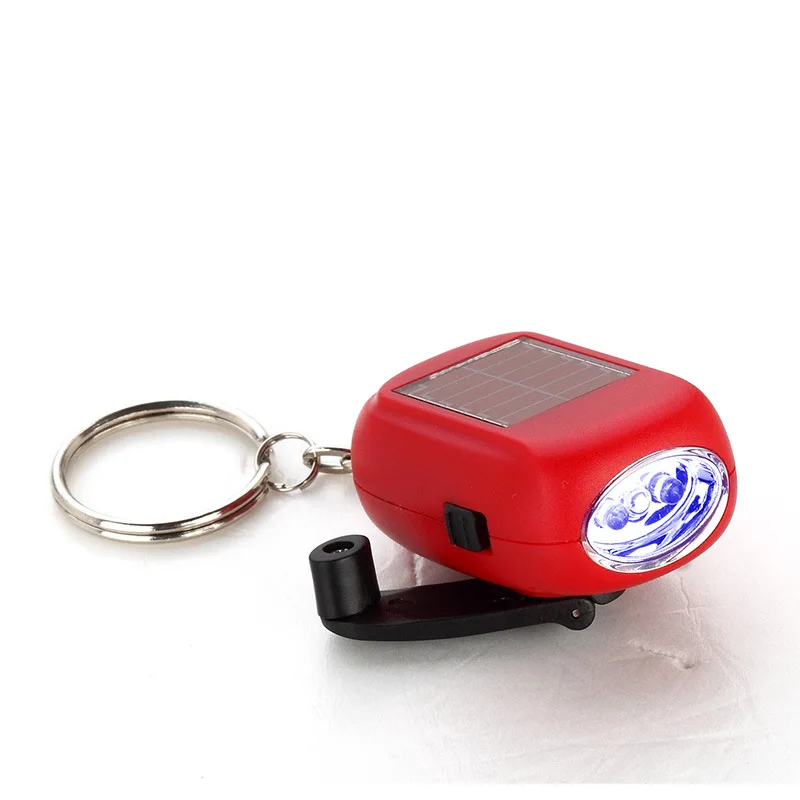 Mini Flashlight Key Household Emergency Lighting Small Flashlight Solar Manual Charging(COLOR RANDOM SEND)