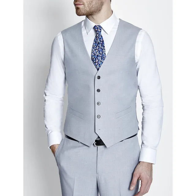 Dark Grey Vest Pants Men Suit Set Dress Vests For Men Best Man Groom