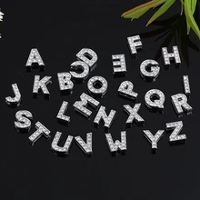 10 мм прозрачные стразы Алфавит буквы A-N слайд талисманы плоские бусины для 10 мм отверстие браслеты, Имя Воротник DIY ювелирные изделия