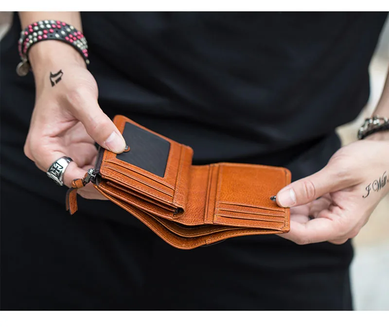 AETOO ретро кожаный короткий кошелек мужской многофункциональный складной кошелек женский кожаный маленький кошелек сумка на молнии можно положить монеты