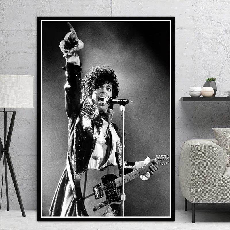 

Poster And Prints Prince Rogers Nelson Black White Rock music Singer star Art Painting Wall Pictures For Living Room Home Decor