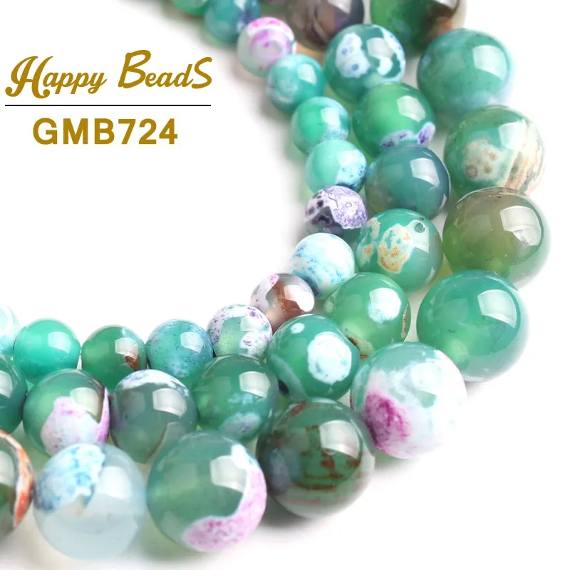 

Natural Stone Multicolor Green Fire Agates Beads Round Loose Beads 15''Strand 6/8/10mm For Jewelry Making DIY Bracelet Necklace