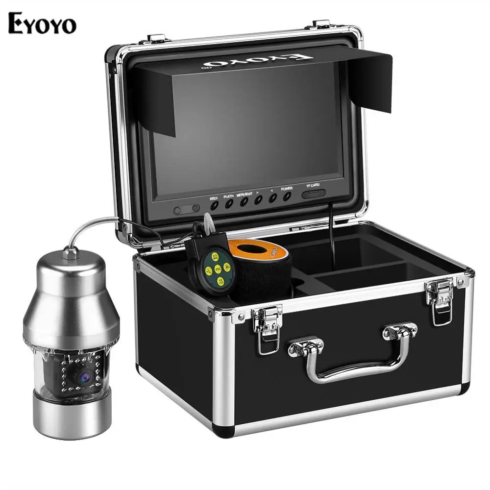 

Eyoyo Underwater Fish Finder with 9 inch Large Color Screen 360° Horizontal Panning Camera 1000TVL 18 Infrared IR Lights Cameras