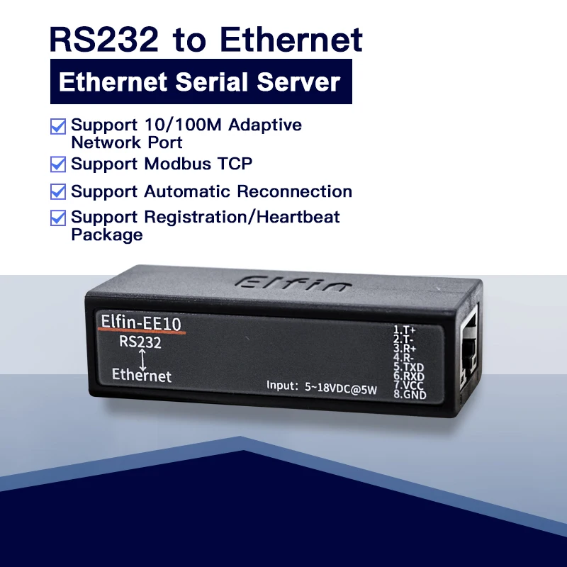Последовательный порт RS232 к Ethernet последовательный порт устройство сервер Elfin-EE10 поддержка TCP/IP Telnet Modbus TCP протокол