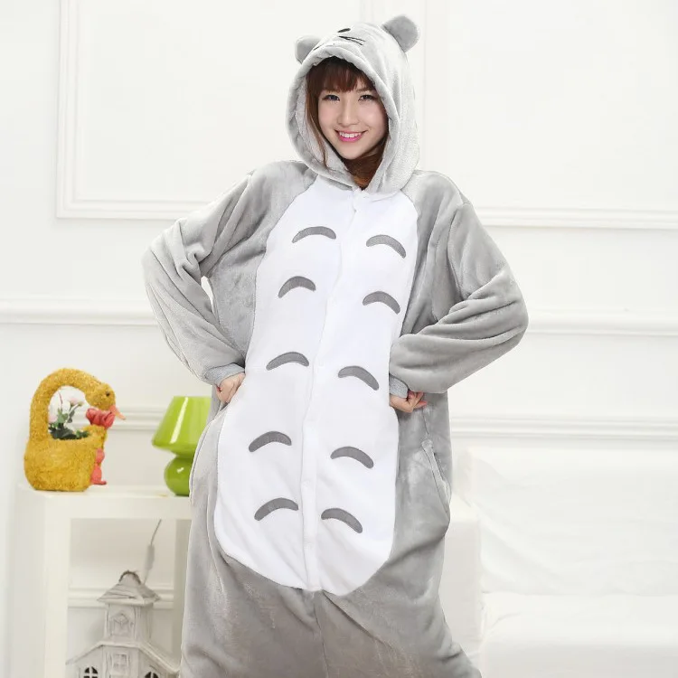 Пижама для взрослых и женщин Totoro зимний фланелевый теплый мягкий Пижамный костюм