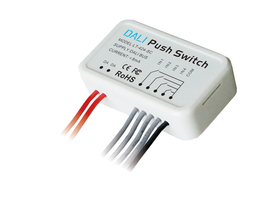 

LTECH LT-424-SC DALI Scene Push Switch Powered by DALI Bus 0-15 Group Mode Small Size PC Plastic Shell