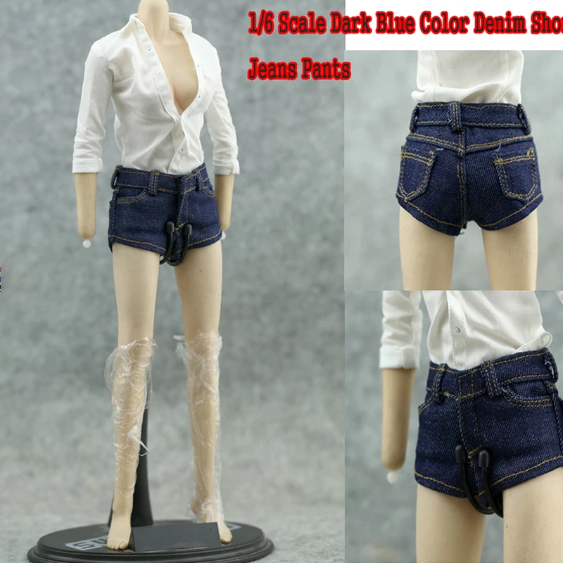 

Dark Blue 1/6 Scale Clothing accessories Denim Shorts Jeans 12" Female Action Figure Body Lady Dress for Hot Toys Phicen Kumik