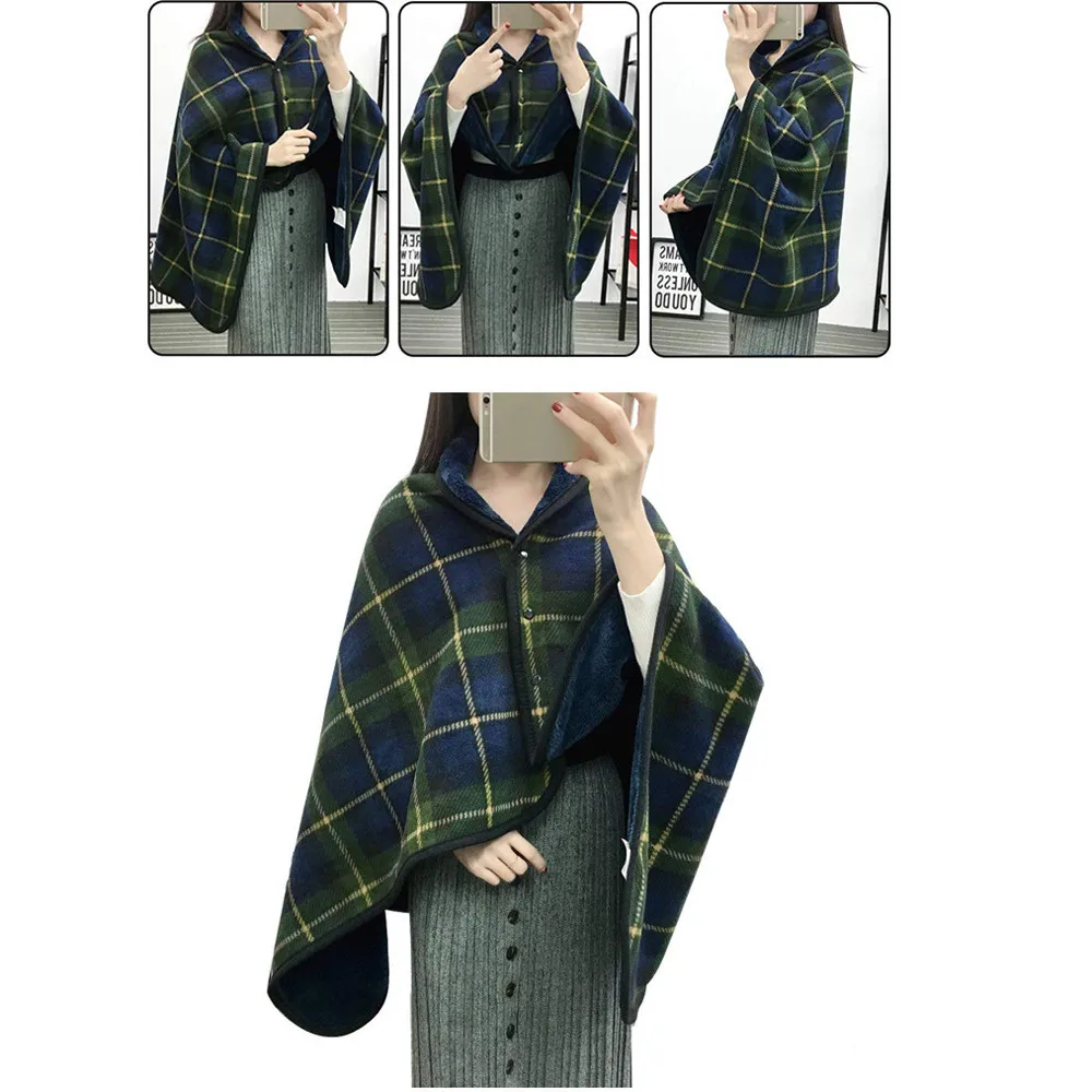 Горячая Высокое качество Элегантный Дизайн Леди Многофункциональный Doublelayer шотландская клетка одеяло обертывание шаль зимнее теплое покрывало