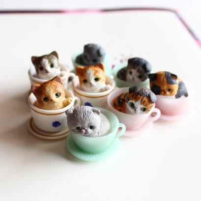 8pcs lot 3CM mini cute kawaii original cup cat pet font b action b font font