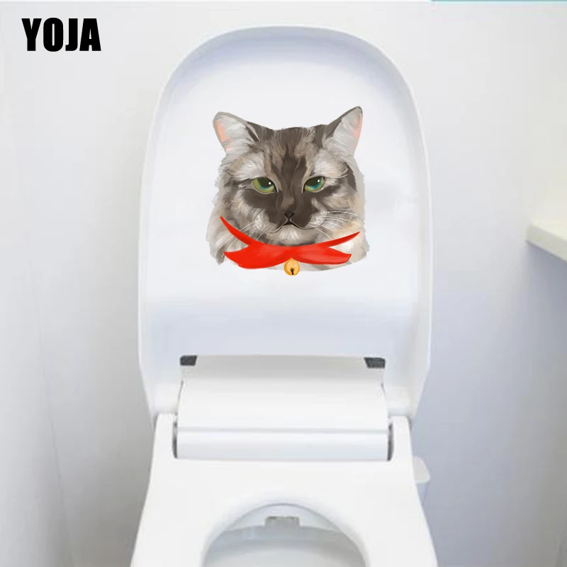YOJA 20 7*21 9 см Милая голова кота Современная Настенная Наклейка для туалета