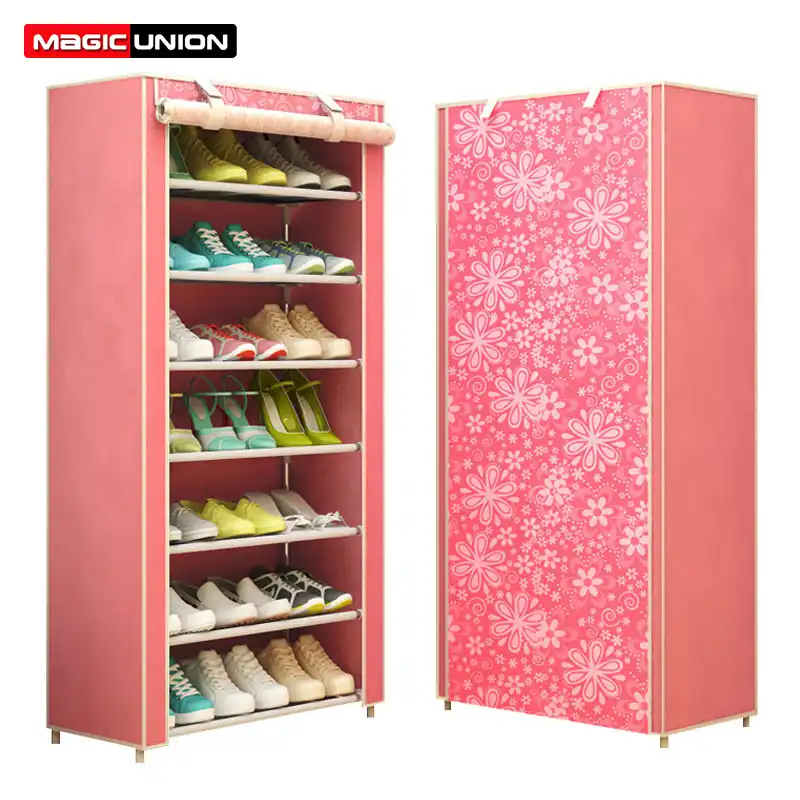 Magic Union Non Woven Shoe Cabinets 7 Tier Shoes Rack Stand For