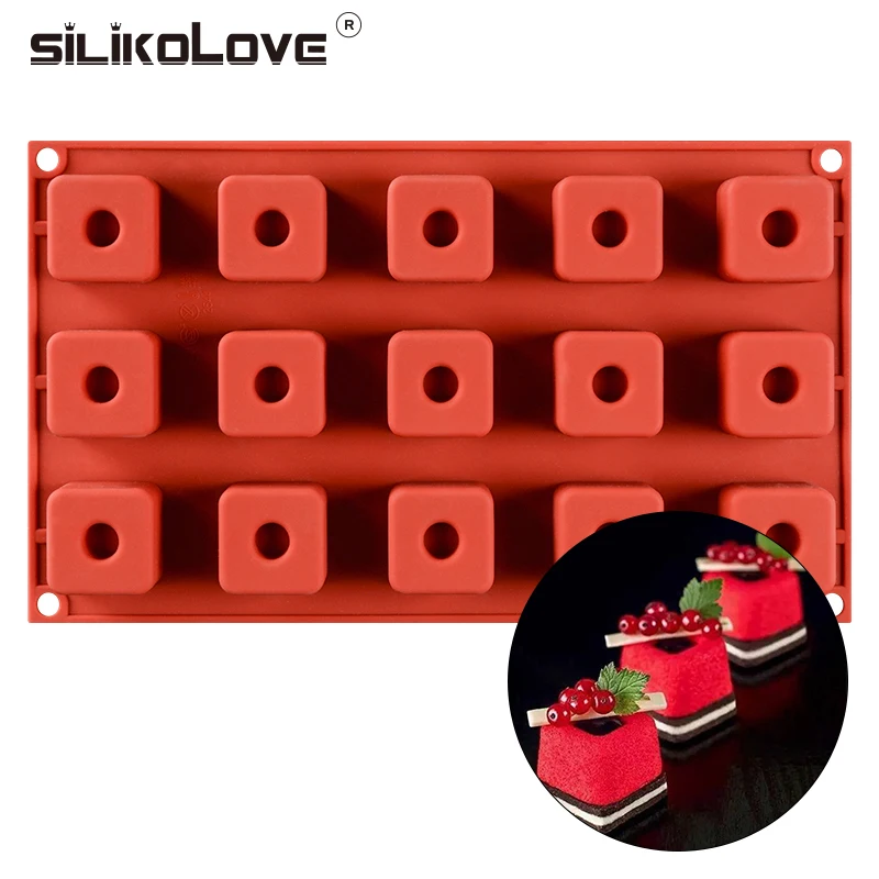 

SILIKOLOVE Cube Silicone Forms Cakes Mousse Dessert Cake Decorating Molds 15 Cavity Cake Mold Pan For Baking Chocolate Jelly New