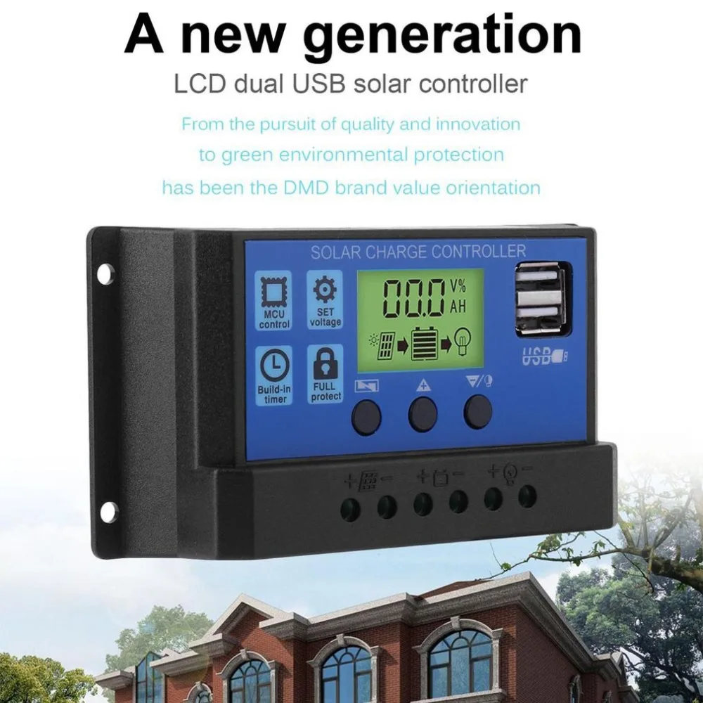 Solar Charge Controller 24V/12V Auto Panel Battery 30A 20A 10A LCD Collector Regulator with Dual USB Output 5V dropshipping new Solar Charge Controller 24V/12V Auto Panel Battery 30A 20A 10A LCD Collector Regulator with Dual USB Output 5V dropshipping new